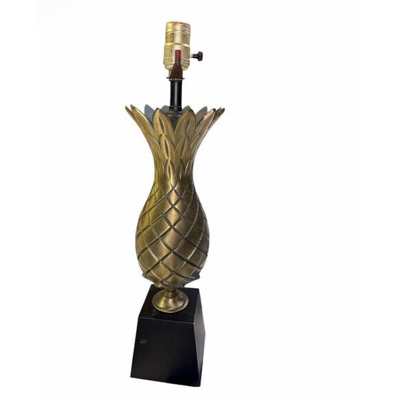 Vintage 1960s Brass Pineapple Lamp Hollywood Regency Style